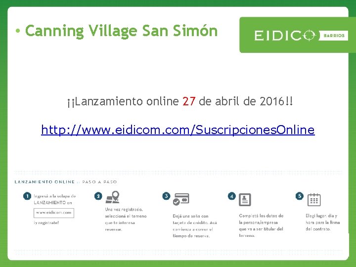  • Canning Village San Simón Barrio Valor prom. en dolares por lote La