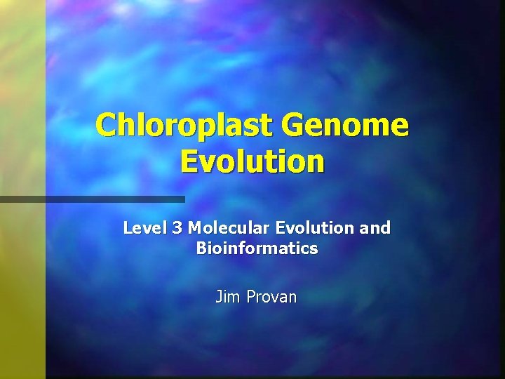 Chloroplast Genome Evolution Level 3 Molecular Evolution and Bioinformatics Jim Provan 