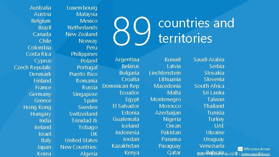 Australia Austria Belgium Brazil Canada Chile Colombia Costa Rica Cyprus Czech Republic Denmark Finland