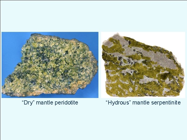 “Dry” mantle peridotite “Hydrous” mantle serpentinite 