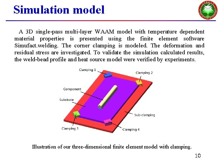 Simulation model A 3 D single-pass multi-layer WAAM model with temperature dependent material properties
