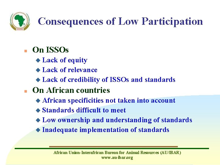 Consequences of Low Participation n On ISSOs u Lack of equity u Lack of