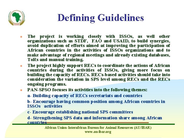 Defining Guidelines n n n The project is working closely with ISSOs, as well