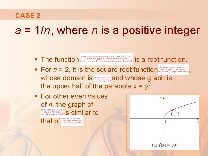 CASE 2 a = 1/n, where n is a positive integer § The function