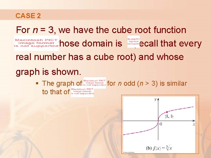 CASE 2 For n = 3, we have the cube root function whose domain