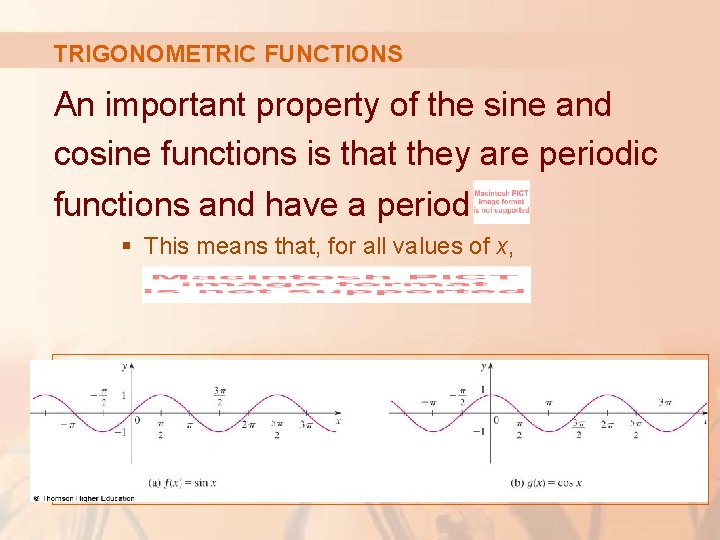 TRIGONOMETRIC FUNCTIONS An important property of the sine and cosine functions is that they