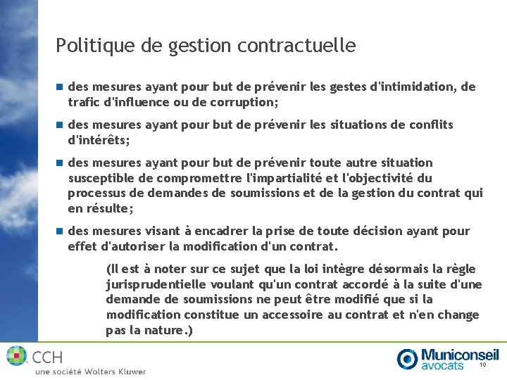 Politique de gestion contractuelle n des mesures ayant pour but de prévenir les gestes