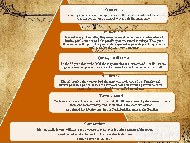 Praefectus Emergency magistracy, an example was after the earthquake of 62 AD when C Praefectus Emergency magistracy, an example was after the earthquake of 62 AD when C