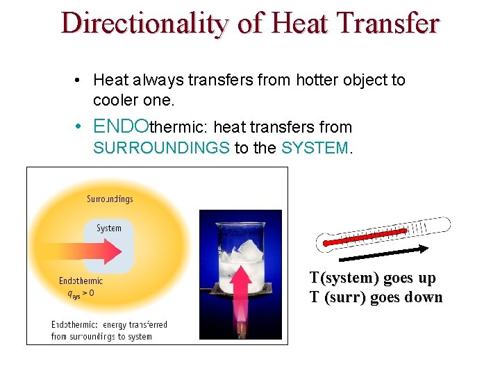 Directionality of Heat Transfer • Heat always transfers from hotter object to cooler one.