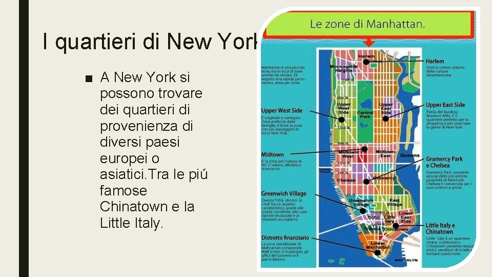 I quartieri di New York ■ A New York si possono trovare dei quartieri