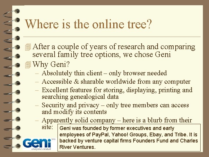 Where is the online tree? 4 After a couple of years of research and