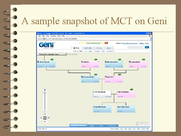 A sample snapshot of MCT on Geni 