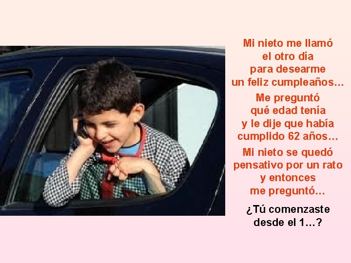 Mi nieto me llamó el otro día para desearme un feliz cumpleaños… Me preguntó