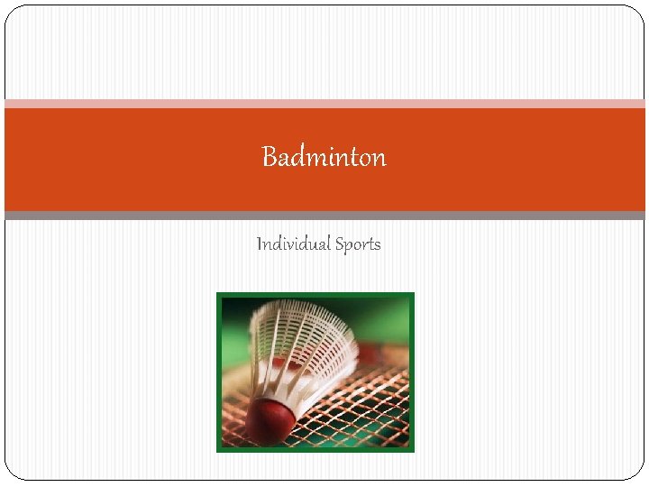 Badminton Individual Sports 