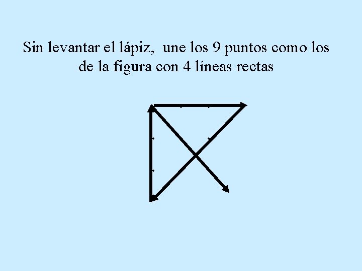 Sin levantar el lápiz, une los 9 puntos como los de la figura con Sin levantar el lápiz, une los 9 puntos como los de la figura con