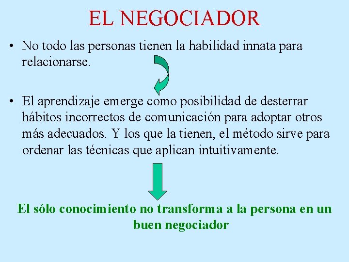 EL NEGOCIADOR • No todo las personas tienen la habilidad innata para relacionarse. • EL NEGOCIADOR • No todo las personas tienen la habilidad innata para relacionarse. •