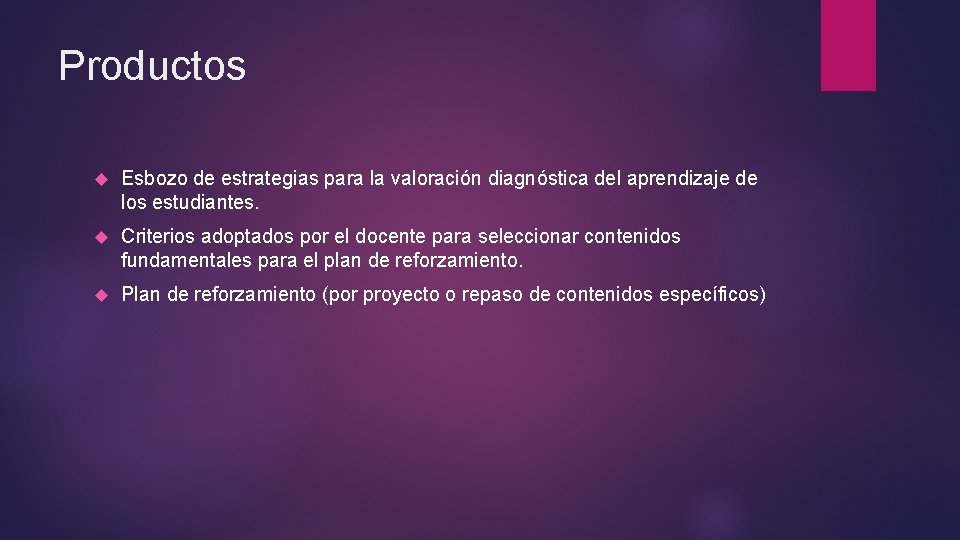Productos Esbozo de estrategias para la valoración diagnóstica del aprendizaje de los estudiantes. Criterios