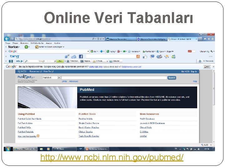 Online Veri Tabanları http: //www. ncbi. nlm. nih. gov/pubmed/ 