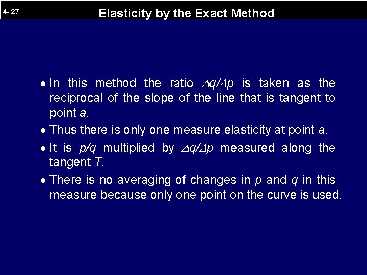 4 - 27 Elasticity by the Exact Method · In this method the ratio