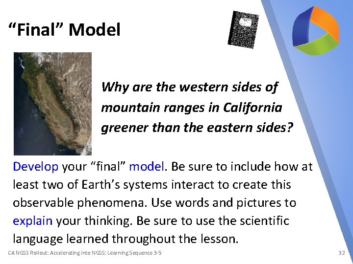 “Final” Model Why are the western sides of mountain ranges in California greener than