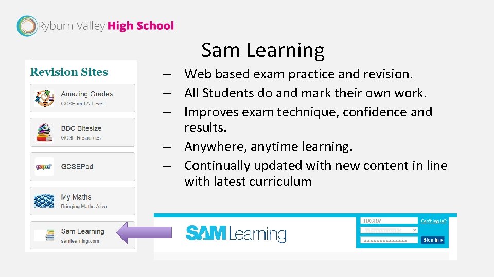 Sam Learning – Web based exam practice and revision. – All Students do and