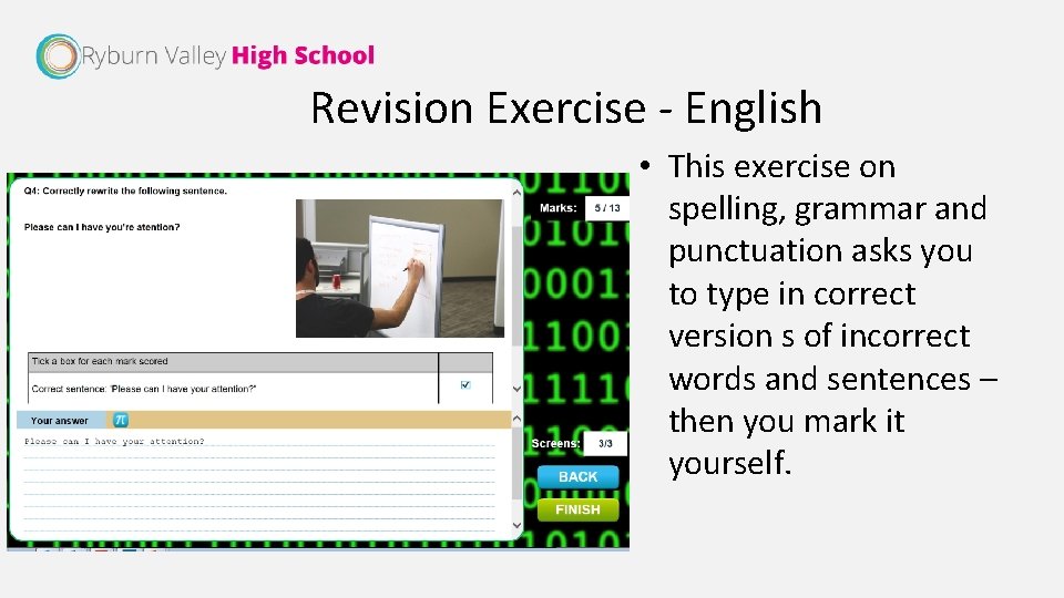 Revision Exercise - English • This exercise on spelling, grammar and punctuation asks you