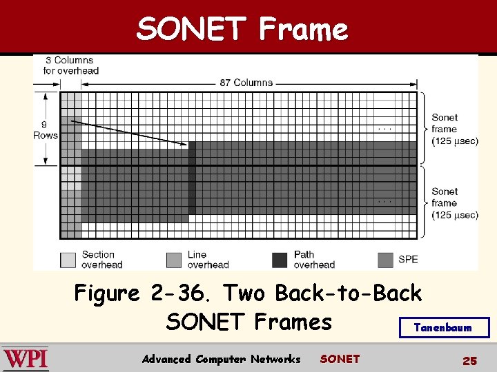 SONET Frame Figure 2 -36. Two Back-to-Back SONET Frames Tanenbaum Advanced Computer Networks SONET