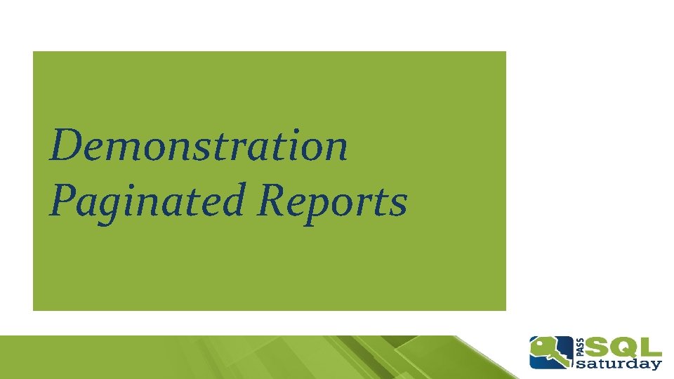 Demonstration Paginated Reports 