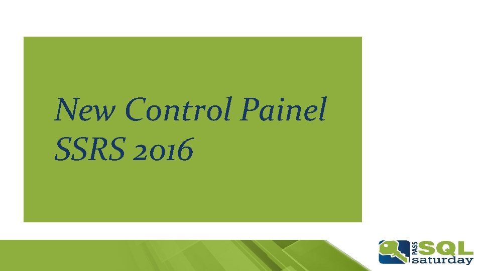 New Control Painel SSRS 2016 