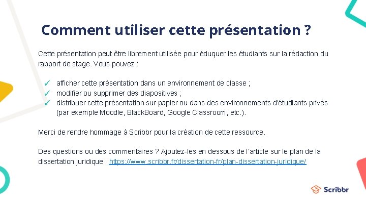 Comment utiliser cette présentation ? Cette présentation peut être librement utilisée pour éduquer les