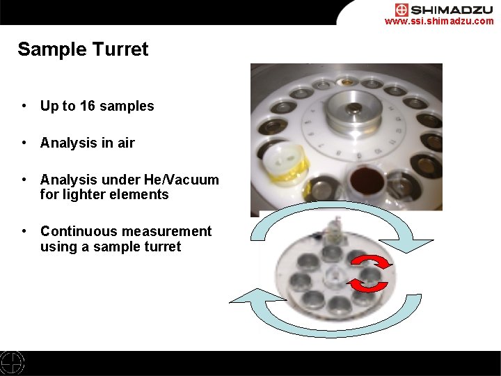 www. ssi. shimadzu. com Sample Turret • Up to 16 samples • Analysis in