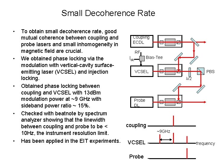 Small Decoherence Rate • • • To obtain small decoherence rate, good mutual coherence