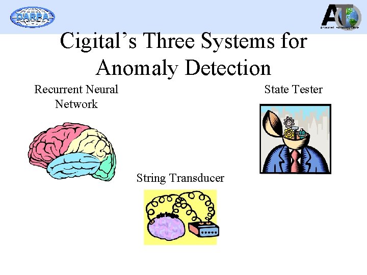 DARPA Cigital’s Three Systems for Anomaly Detection Recurrent Neural Network State Tester String Transducer