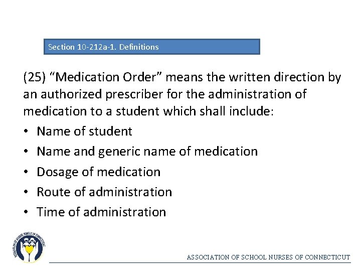 Section 10 -212 a-1. Definitions (25) “Medication Order” means the written direction by an