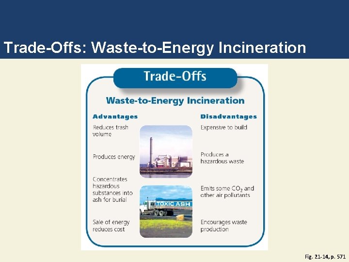 Trade-Offs: Waste-to-Energy Incineration Fig. 21 -14, p. 571 