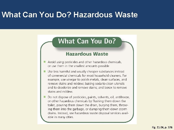 What Can You Do? Hazardous Waste Fig. 21 -24, p. 578 