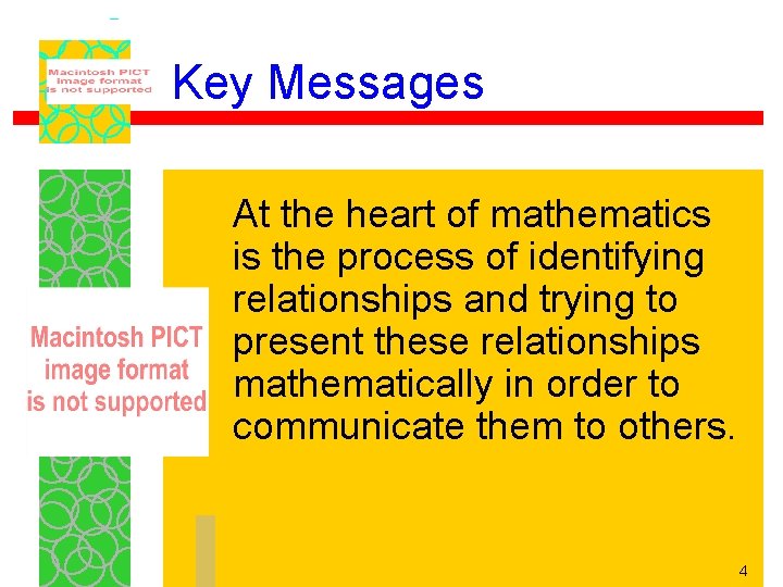 Key Messages At the heart of mathematics is the process of identifying relationships and Key Messages At the heart of mathematics is the process of identifying relationships and