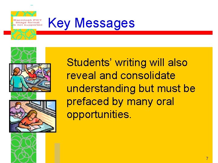 Key Messages Students’ writing will also reveal and consolidate understanding but must be prefaced Key Messages Students’ writing will also reveal and consolidate understanding but must be prefaced