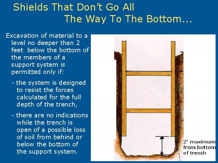 Shields That Don’t Go All The Way To The Bottom. . . Excavation of