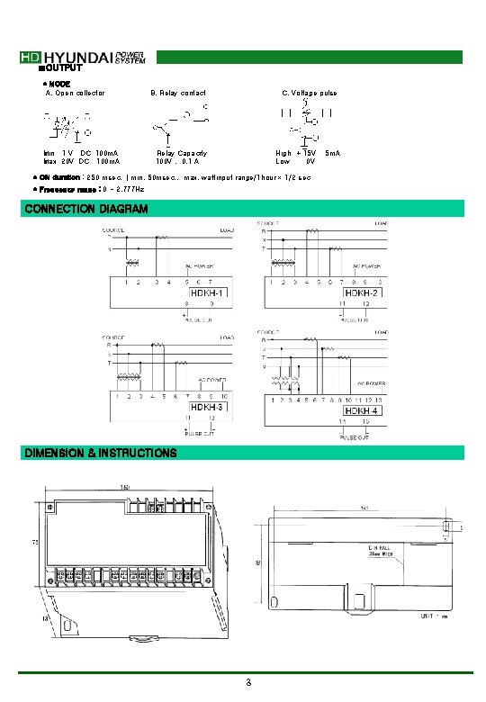 ■OUTPUT * MODE A. Open collector Min 1 V DC 100 m. A Max