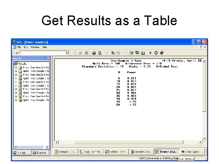 Get Results as a Table 