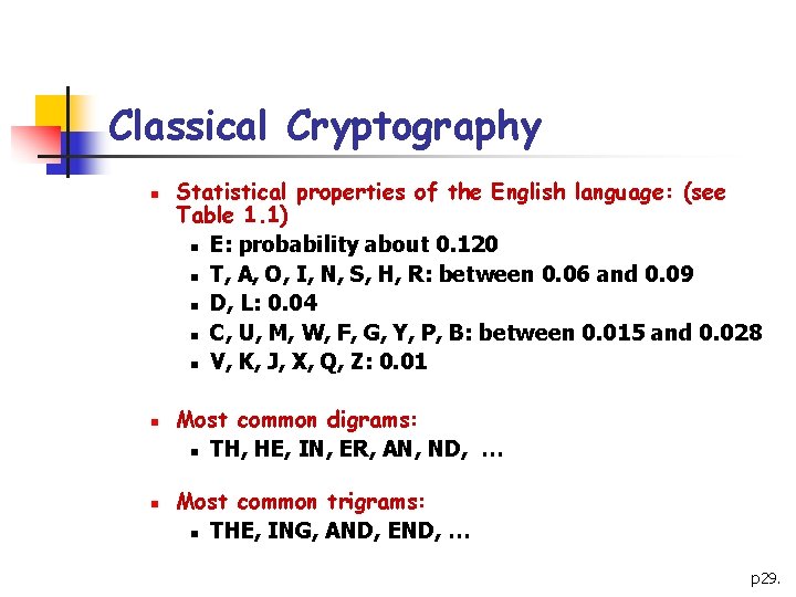 Classical Cryptography Outline N 1 Introduction Some Simple