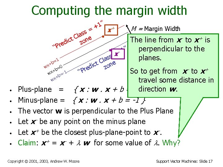 Computing the margin width 1” + + M = Margin Width = x s