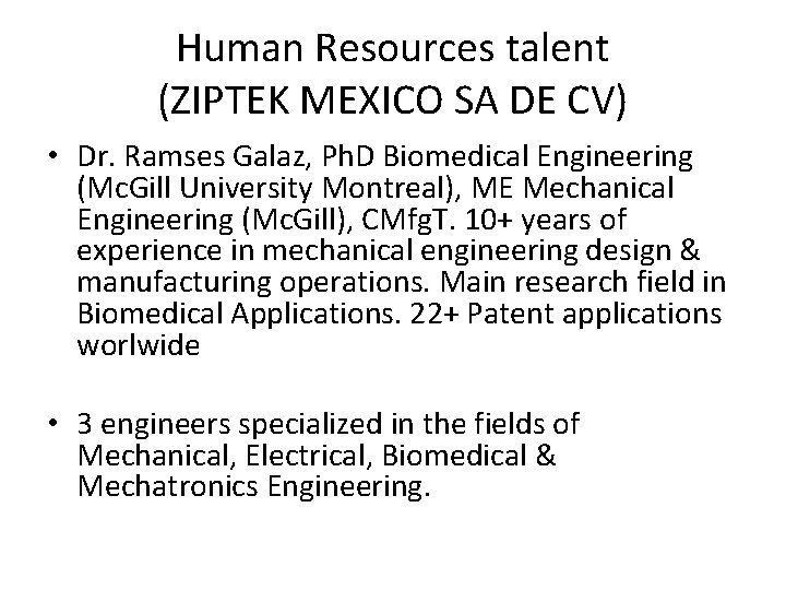 Human Resources talent (ZIPTEK MEXICO SA DE CV) • Dr. Ramses Galaz, Ph. D