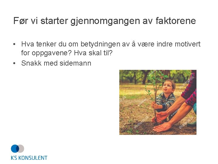 Før vi starter gjennomgangen av faktorene • Hva tenker du om betydningen av å