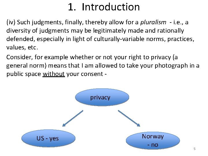 1. Introduction (iv) Such judgments, finally, thereby allow for a pluralism - i. e.