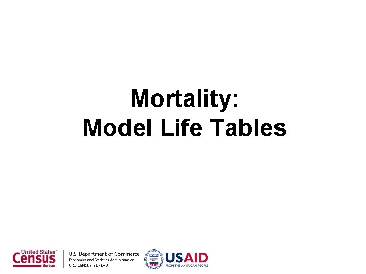 Mortality: Model Life Tables 
