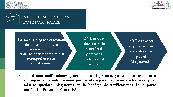 NOTIFICACIONES EN FORMATO PAPEL 1. ) La que dispone el traslado de la demanda,