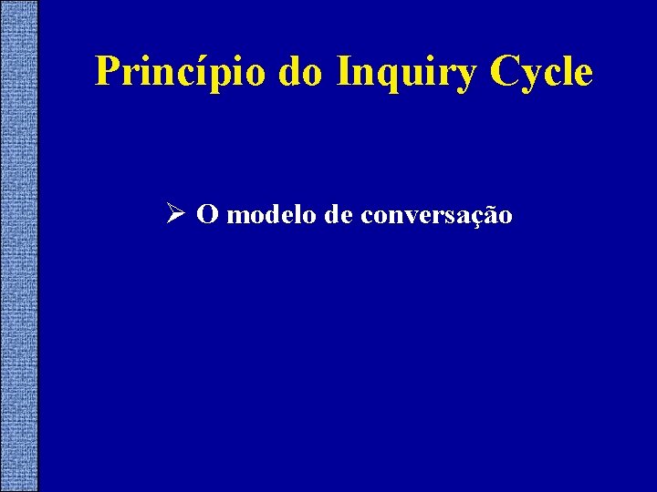 Princípio do Inquiry Cycle Ø O modelo de conversação 