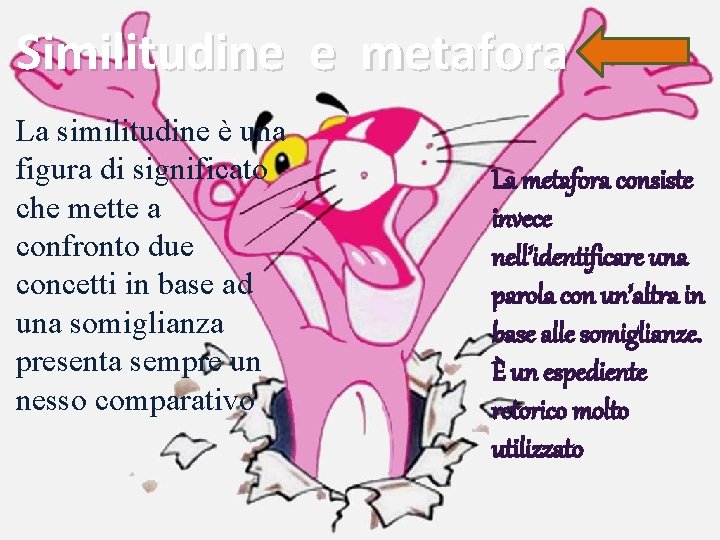 Similitudine e metafora La similitudine è una figura di significato che mette a confronto